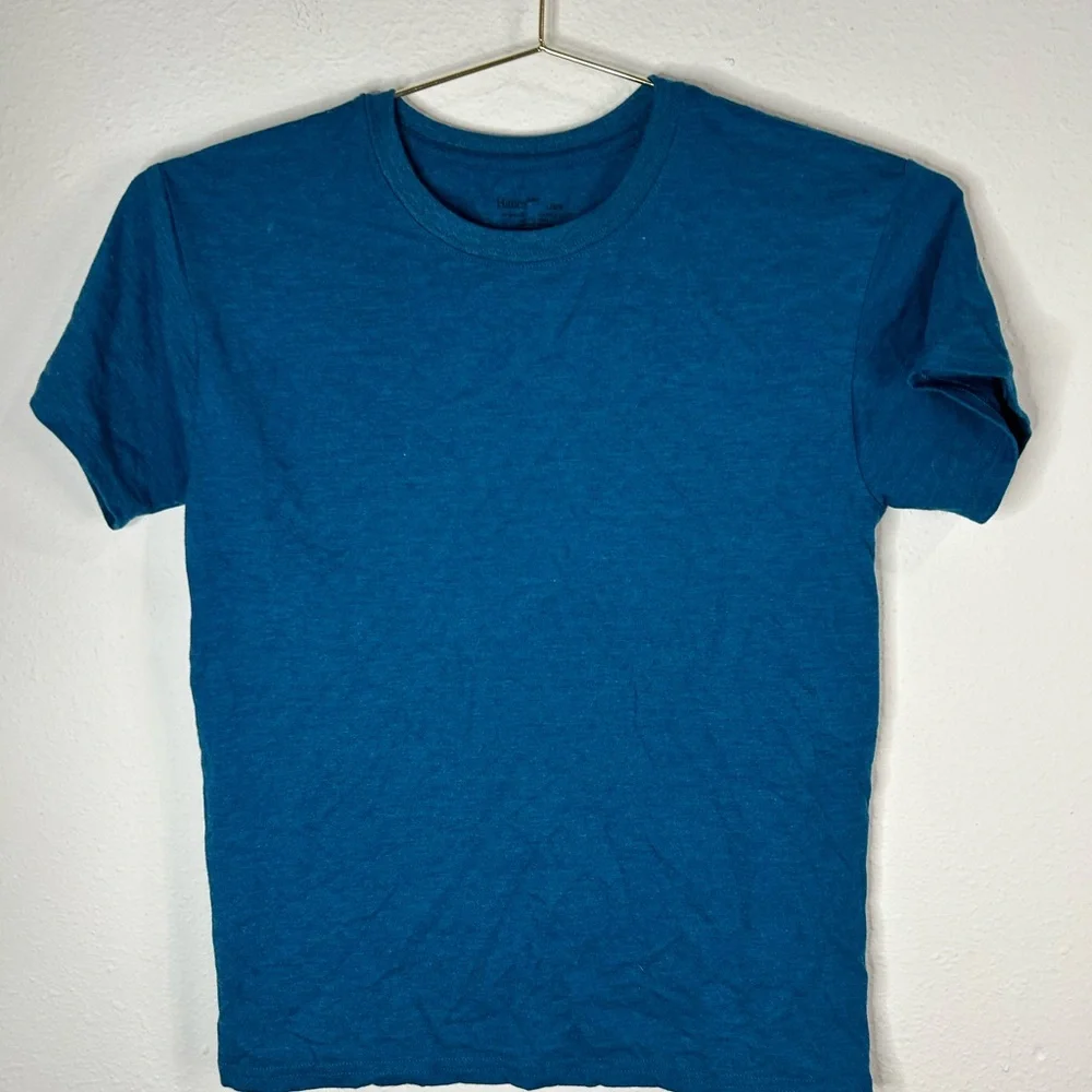 Hanes Boys Blue Short Sleeve T-Shirt Size Large Casual Everyday Tee - Picture 3 of 5